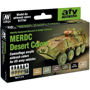 Vallejo Model Air Set - US MERDC Desert Colors,17 ml (Pack of 6)