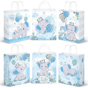 24 Pack Elephant Gift Bags Baby Shower Treat Candy Goodie Bags for New Parents Sprinkle Birthday Party Boy Girl Baby Shower Kids Animal Theme Supplies Decor(Blue)