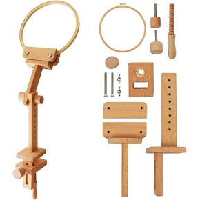 Rotated Adjustable Embroidery Stand with Table Clamp, Handmade Wooden Embroidery Hoop Holder Desktop Stand, 360° Rotation Cross Stitch Tapestry Hoop on Table, Embroidery Stand for Embroidery Project
