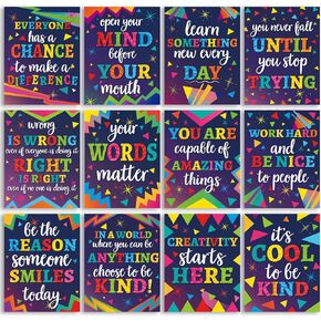 12PCS Classroom Poster Growth Mindset Posters Motivational Inspirational Quote Posters for Elementary Middle High School Classroom Bulletin Board Wall Decor Must Have for Teachers Decorations Purple