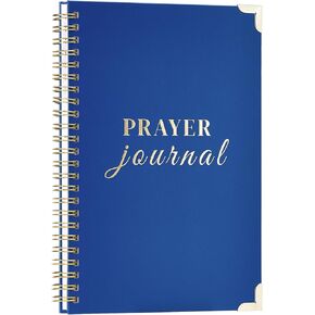 JUBTIC Prayer Journal for Woman & Men, Spiral Bible Journal, Devotional Bible Study Journal for Note Taking, Christian Gifts (Spiral Bound, 60 Weeks)-Navy Blue