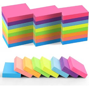 AZUREAL Small Sticky Notes 1.5x2 Inches, 24P Mini Sticky Notes 100 Sheets/Pad, 8 Bright Colors Sticky Notes Small for Office, Home, School and Meeting