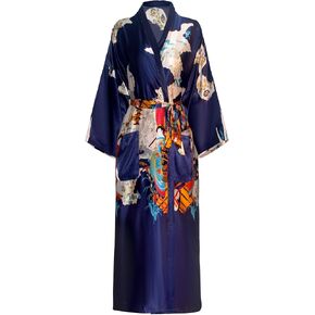 MissNina Women's Floral/Patterned Silky Kimono Robes Long Satin Bathrobes Sleepwear Loungewear