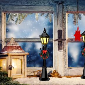 4 Pcs Christmas Street Light - Dollhouse Streetlight Ature Lantern Posts for Village Way Decor & DIY Fairy Garden Accessories