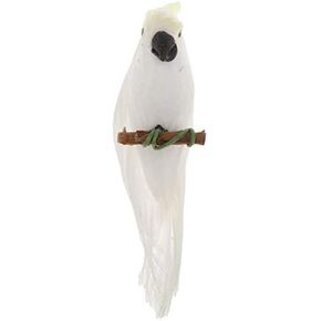 1/12 Scale Miniature Parrot Bird Model Artificial Realistic Parrot Model Decor for Doll House Garden DIY - White