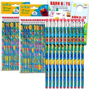 24 Sesame Street Pencils for Classroom Set - Bundle with 24 Sesame Street Pencils for Kids Featuring Sesame Street and More | Sesame Street School Supplies