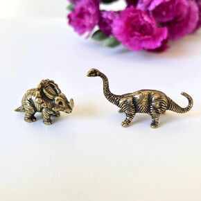 Miniature Dinosaur Figurine, Brass Dinosaur Figurines, Retro Dinosaur Statue Ornament, Dollhouse Miniature Dinosaur, Mini Micro Garden Landscaping Decoration (2pcs)