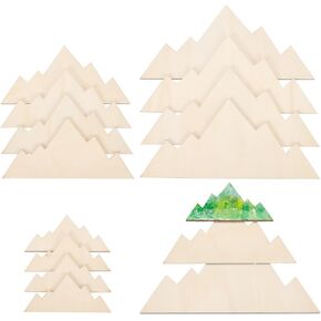 NBEADS 12 Pcs 3 Sizes Mountains Unfinished Wood Pieces, 1.73-3.5x3.9-7.8x0.12 Inch Print Wooden Ornament Wood Cutouts for DIY Crafts Paintings, Burlywood