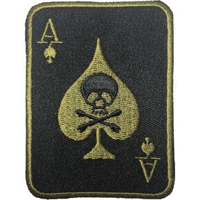 Spade Card Poker Ghost Skull Crossbones Embroidered Sewing Iron on Patch - Black by Ranger Return
