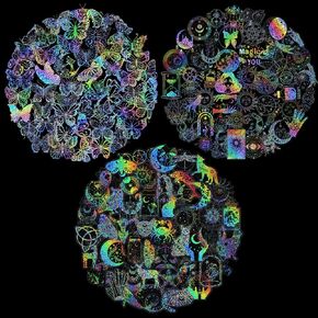 300PCS Holographic Stickers Paper Laser Transparent Stickers for Scrapbook, Junk Glitter Stickers for Suitcases