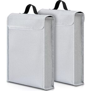 2 Pcs Fireproof Document Bag Large Fireproof Box 4500°f Upgraded Fireproof Waterproof Bag for Documents with Zipper Avoid Fires and Wildfires 15.8"x11.8"x2.8" for Cash, Documents Valuables