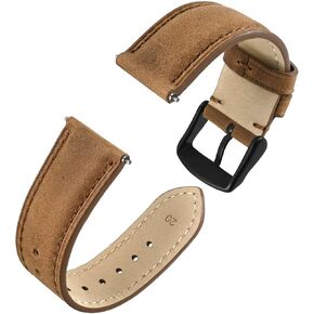 Anbeer Genuine Leather Watch Bands Quick Release, Crazy Horse Leather Watch Straps for Men and Women, Band Width - 18mm 20mm 22mm,Stainless Steel Buckle