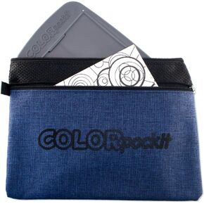 Premium 2 Pocket Zipper Storage Bag for Portable Travel Coloring Kit Pencils Crafts Stationary Accessories Multipurpose Durable Storage Pouch Convenient Carry in Cars Airplanes - Blue