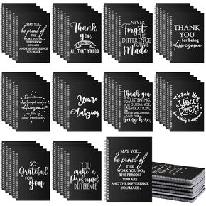 Yeaqee Thank You Gifts Bulk, Employee Appreciation Gifts, Inspirational Spiral Notebook/Journal for Women Men Office School Coworker Teacher Volunteer Present(Classic, 50 Pcs)