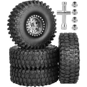 1.9" Aluminum Beadlock Wheel Rims w/1.9 Soft Rubber Crawler TiresTires for TRX4 SCX10 VS4-10 Gen 8 Gen7