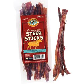 Steer Sticks for Dogs - Single Ingredient Dog Treat & Chew Sticks for Dogs - Dog Chews Rawhide Free - 11-12" (10ct)