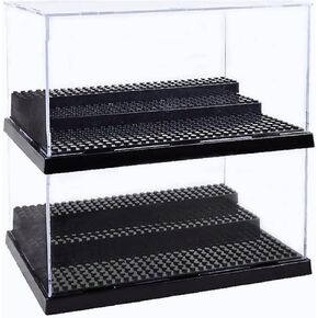 Display case for Minifigure Action Figures Blocks Dustproof , Acrylic Toys Models Display Box, Dustproof Showcase,with Movable Steps, Clear, Removable