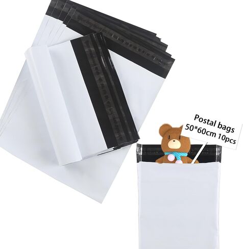 Poly Mailers 19x24inch أكياس الشحن للملابس ، والأكياس البريدية البلاستيكية ، وأظرف الشحن للملابس ، وأكياس البوليات البريدية الكبيرة لأكياس حزم الشحن 10 مساءً أبيض in Saudi Arabia