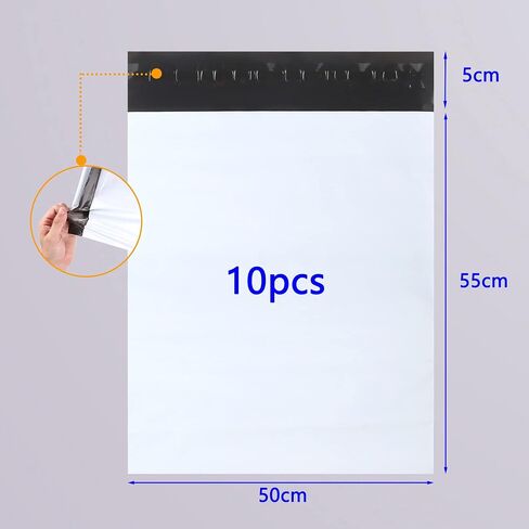 Poly Mailers 19x24inch أكياس الشحن للملابس ، والأكياس البريدية البلاستيكية ، وأظرف الشحن للملابس ، وأكياس البوليات البريدية الكبيرة لأكياس حزم الشحن 10 مساءً أبيض in Saudi Arabia