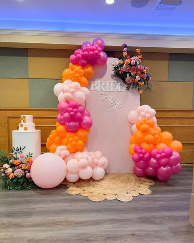 Kelfara Pink and Orange Balloons 60PCS 12 inch Orange Hot Pink Light Pink Latex Balloons with Ribbons for Birthday Baby Shower Wedding Graduation Tropical Party Decoration in Kuwait