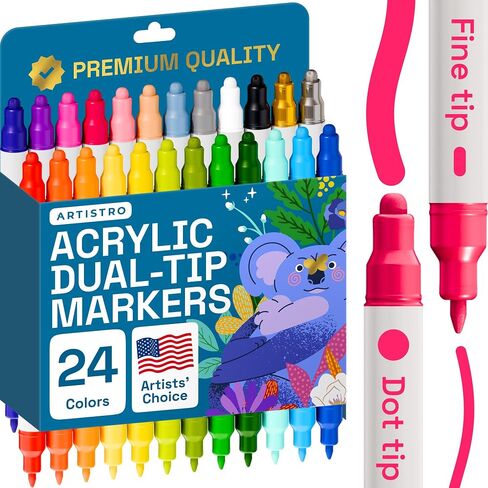 ARTISTRO 120 Precision Dual-Tip Acrylic Paint Markers – Paint Pens Set with Dot & Fine Tips for Fabric, Rock, Glass, Wood, Coloring Books – Arts & Crafts Gift – Classroom Must Haves & School Supplies in Saudi Arabia