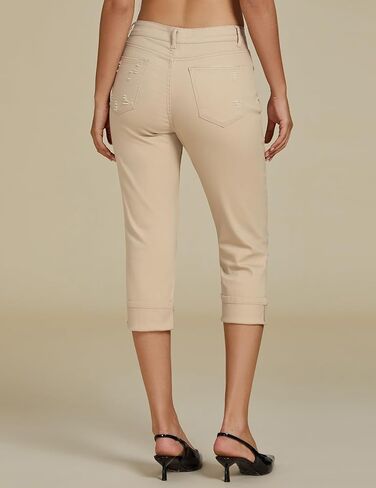 luvamia Capri Jeans for Women Stretch High Waisted Distressed Denim Capris Ripped Skinny Cropped Pants in Kuwait