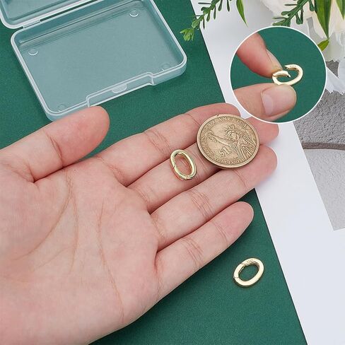 PH PandaHall 18k Gold Over 925 Sterling Silver Spring Gate Rings Clasp, 2pcs Oval Spring Clasp Connector Metal Necklace Shortener Clasp for Necklace Bracelet Keychain Jewelry Making, 10x7mm in Saudi Arabia
