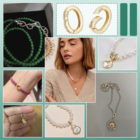 PH PandaHall 18k Gold Over 925 Sterling Silver Spring Gate Rings Clasp, 2pcs Oval Spring Clasp Connector Metal Necklace Shortener Clasp for Necklace Bracelet Keychain Jewelry Making, 10x7mm in Saudi Arabia