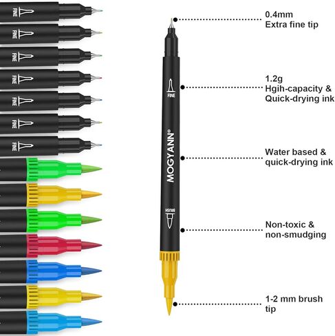 Mogyann Markers for Adult Coloring 72 Coloring Pens Dual Tip Brush Markers for Coloring Books in Saudi Arabia