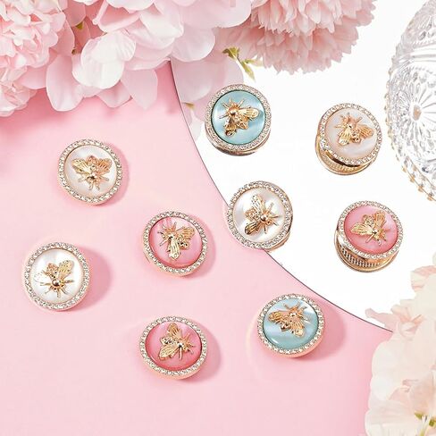 GorgeCraft 12pcs زر الراين المعدني 3 ألوان زر جولة ثلاثية النحل أزرار ذهبية 25 ملم مع النحل والراتينج والراتنج لبدلات السترة الرياضية سترة موحدة السحابات خياطة الحرف اليدوية in Kuwait