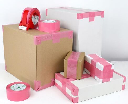 BOMEI PACK Pink Packing Tape with Dispenser, 2.4 Mil 1.88 Inch x 110 Yards, 2 Refills Rolls Color Box Tape for Moving, Shipping and Packaging in Saudi Arabia