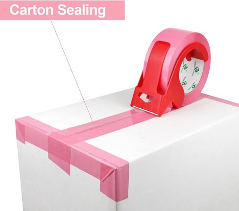 BOMEI PACK Pink Packing Tape with Dispenser, 2.4 Mil 1.88 Inch x 110 Yards, 2 Refills Rolls Color Box Tape for Moving, Shipping and Packaging in Saudi Arabia
