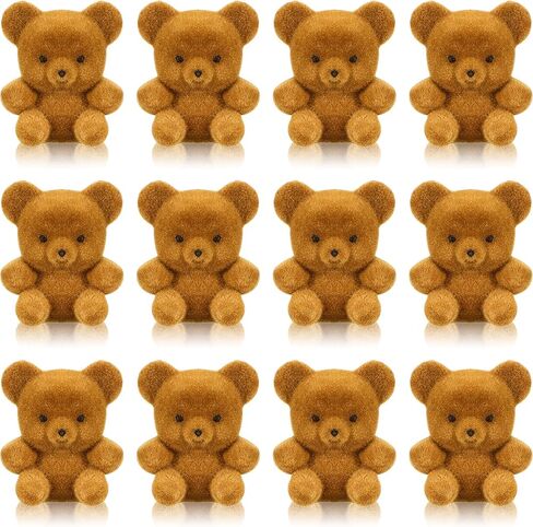 Hungdao 12pcs Valentine‘s Day Miniature Flocked Plush Mini Bear Stuffed Bear Decorations for Birthday Cake Wedding Decor Party Favor Supplies Bag Charm DIY Accessory 1 Inch (Brown, Light Brown) in Saudi Arabia