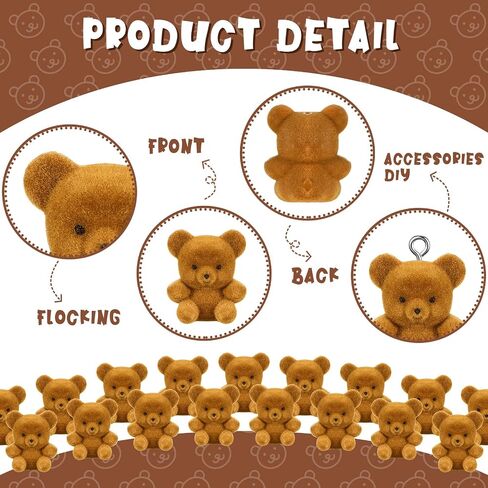 Hungdao 12pcs Valentine‘s Day Miniature Flocked Plush Mini Bear Stuffed Bear Decorations for Birthday Cake Wedding Decor Party Favor Supplies Bag Charm DIY Accessory 1 Inch (Brown, Light Brown) in Saudi Arabia