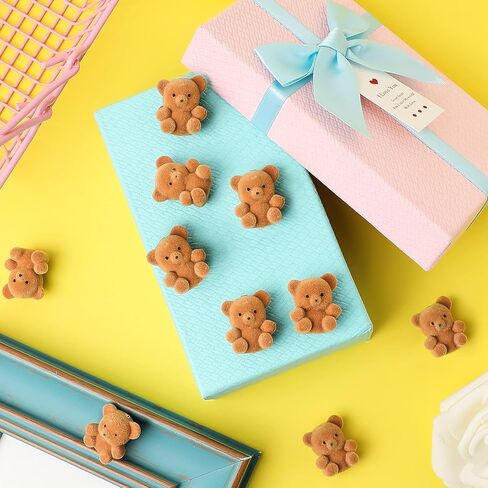 Hungdao 12pcs Valentine‘s Day Miniature Flocked Plush Mini Bear Stuffed Bear Decorations for Birthday Cake Wedding Decor Party Favor Supplies Bag Charm DIY Accessory 1 Inch (Brown, Light Brown) in Saudi Arabia