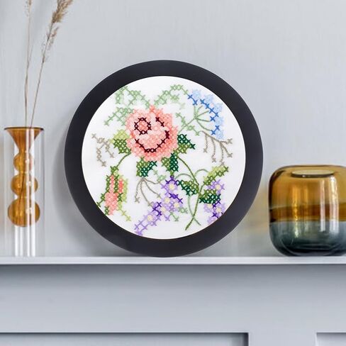 STOBAZA Wood Embroidery Hoop Frame Round Wood Embroidery Display Frame Cross Stitch Hoop Frame Ring for Art Craft Sewing and Hanging Black - 8.14 Inch in Saudi Arabia