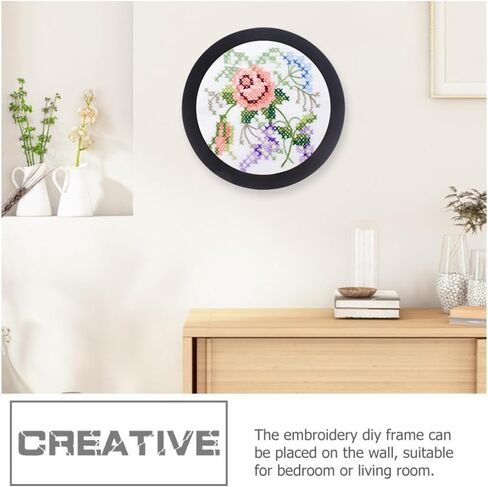 STOBAZA Wood Embroidery Hoop Frame Round Wood Embroidery Display Frame Cross Stitch Hoop Frame Ring for Art Craft Sewing and Hanging Black - 8.14 Inch in Saudi Arabia