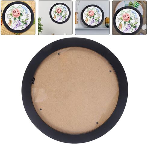 STOBAZA Wood Embroidery Hoop Frame Round Wood Embroidery Display Frame Cross Stitch Hoop Frame Ring for Art Craft Sewing and Hanging Black - 8.14 Inch in Saudi Arabia