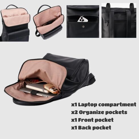 Women Office Laptop Backpack Vegan Leather Work Bag 13 Inch Business Travel Bag Large Capacity Waterproof Daypack in Saudi Arabia