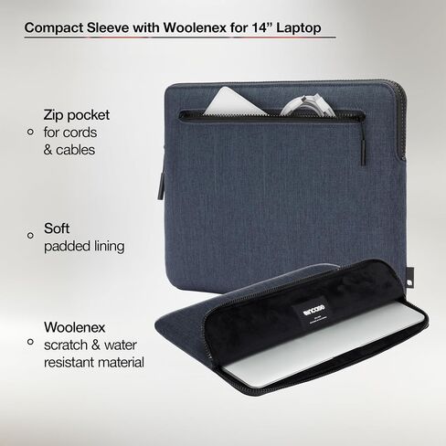 كم كمبيوتر محمول مضغوط مع Woolenex - 14 "MacBook/الكمبيوتر المحمول وأكمام ipad/tablet ، حالة الكمبيوتر والغطاء ، خفيفة الوزن ، مقاومة للطقس ، مع جيب الانزلاق للملحقات - الجرافيت in Kuwait