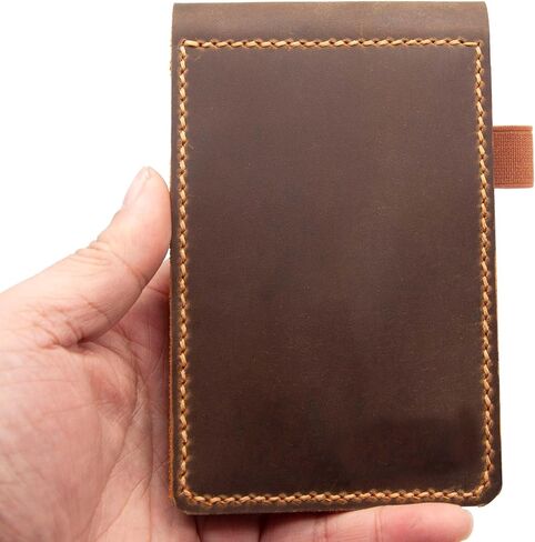 Real Genuine Leather Notepad Cover For Mini Pocket Notebook 3" X 5", Leather Cover For Rite In The Rain Top-Spiral Notebook,Customized Gift (Brown) in Kuwait