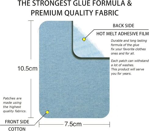 12 Pieces Premium Quality Fabric Iron on Patches for Clothing Repair Jeans Shades of Blue Inside Jeans & Clothing Repair 3" x 4.25" (7.5 cm x 10.5 cm) (Multi-Color) in Kuwait