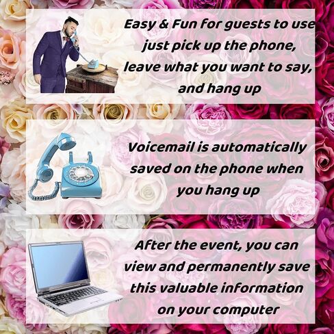Audio Guest Book Wedding Phone Guestbook Easy to Use & Fun Engagements Anniversaries Baby Showers Graduation Record Personalized Audio Messages (Sapphire Blue) in Saudi Arabia