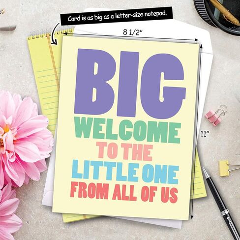 NobleWorks, Hilarious New Baby Congratulations Greeting card, Pregnancy Notecard w/Envelope, From All of Us (8.5 x 11 Inch), Big Welcome J4870BBG-US in Saudi Arabia
