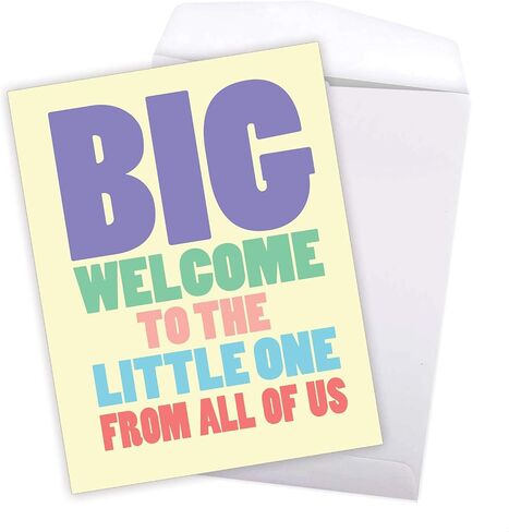 NobleWorks, Hilarious New Baby Congratulations Greeting card, Pregnancy Notecard w/Envelope, From All of Us (8.5 x 11 Inch), Big Welcome J4870BBG-US in Saudi Arabia