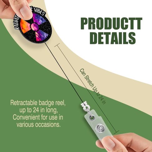 Radiate Positive Vibes Black Glitter Retractable Reel ID Card Clip, Funny Badge Reel Gifts for Radiology Orthopedics X-Ray Technology Doctor Nurse, Christmas Thanking You Gifts for Radiologist in Saudi Arabia