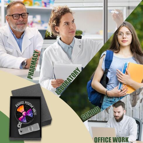 Radiate Positive Vibes Black Glitter Retractable Reel ID Card Clip, Funny Badge Reel Gifts for Radiology Orthopedics X-Ray Technology Doctor Nurse, Christmas Thanking You Gifts for Radiologist in Saudi Arabia