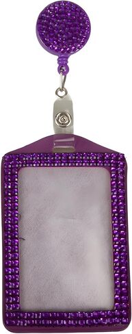 Rhinestone Lanyard Bling Crystal Badge Reel and Vertical Card Holder for Business Id Card (Orange) in Kuwait