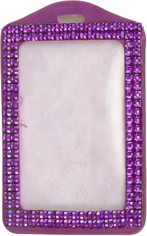 Rhinestone Lanyard Bling Crystal Badge Reel and Vertical Card Holder for Business Id Card (Orange) in Kuwait