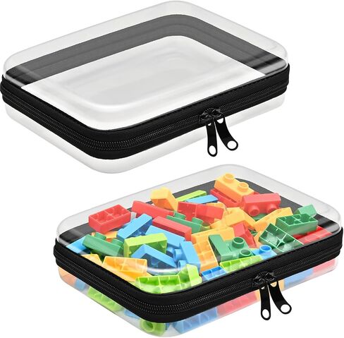 2 PCS Clear Zippered Hard Pouch, Durable, Waterproof Storage Case for Cosmetics, Jewelry, Toys, and Office Supplies, Hard Shell Zipper Case for Home, Travel, and Outdoor Use (7.1"x4.4"x2.5", 2 Count) in Saudi Arabia